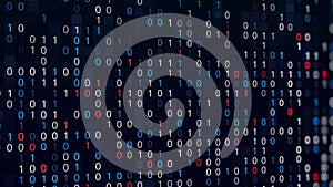 Technical environment, programming binary code. Animation. Modern technology code concept, digital abstract background