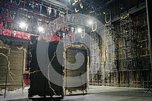 Technical equipment at the backstage of theater photo