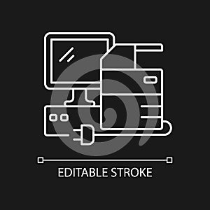 Technical equipment white linear icon for dark theme