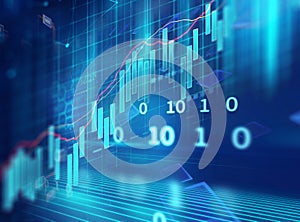 Technical financial graph on technology abstract background