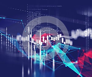 Technical financial graph on technology abstract background