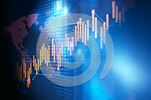 Technical financial graph on technology abstract background