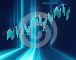 Technical financial graph on technology abstract background