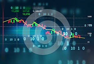 Technical financial graph on technology abstract background