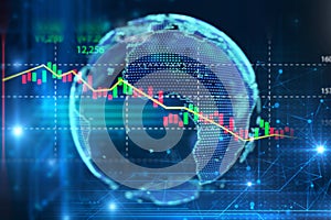 Technical financial graph on technology abstract background