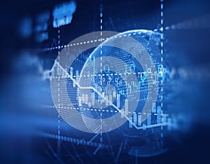 Technical financial graph on technology abstract background