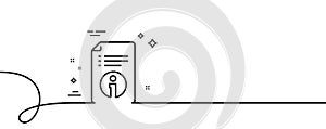Technical information line icon. Instruction sign. Continuous line with curl. Vector