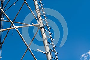 Steel pylon details, reticular structure of a repeater or pylon, tower photo