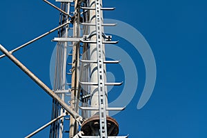 Steel pylon details, reticular structure of a repeater or pylon, tower photo