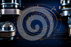 Technical milling machine blueprint background generative ai