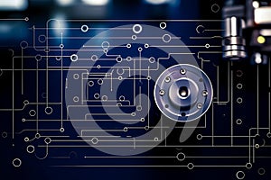 Technical milling machine blueprint background generative ai