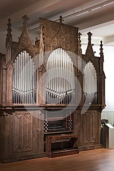 The technical museum in Vienna exhibits exposition presents the history and development of musical instruments.