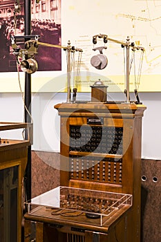 The technical museum in Vienna exhibits the production of history of the development of the telegraph and telephone represents the