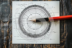 Technical Pencil Drawing On Paper