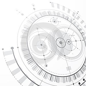 Technical plan, black and white abstract engineering draft for u