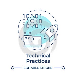 Technical practices soft blue concept icon