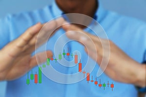 Technical price candlestick chart graph