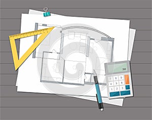 Técnico casa dibujo técnico. construcción 