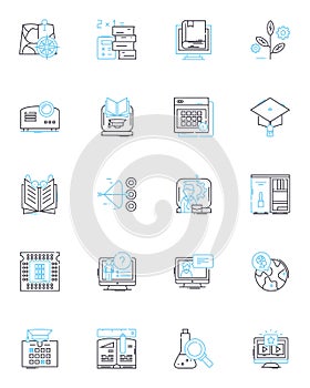 Technical school linear icons set. Vocational, Trade, Hands-on, Skilled, Practical, Apprenticeship, Specialized line