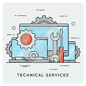 Technical services. Thin line concept.