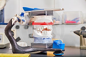 Technical shots on a dental prothetic laboratory photo