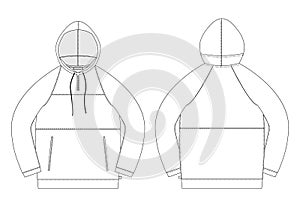 Technical sketch anorak. Unisex underwear hodie design template