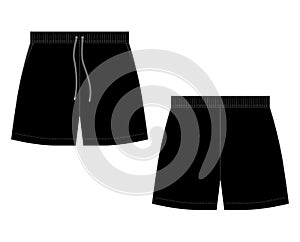 Technical sketch black sport shorts pants design template