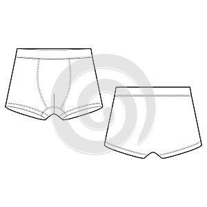 Technical sketch boxer shorts underwear on white background.