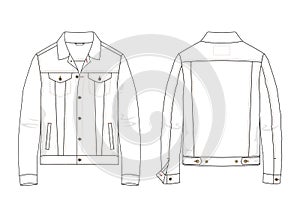 Technical sketch of denim jacket in vector.