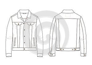 Technical sketch of denim jacket in vector. photo