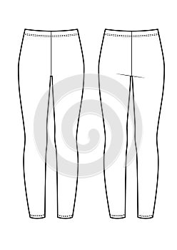 technical sketch of leggins back and front. photo