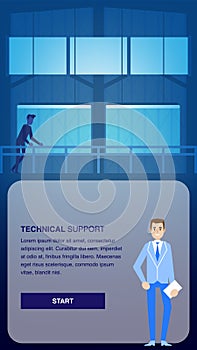 Technical Support Banner. Engineer in Datacenter