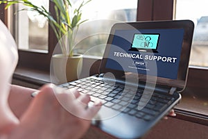 Technical support concept on a laptop screen