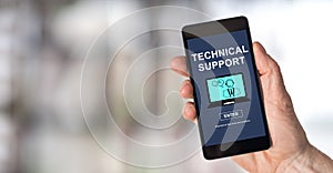 Technical support concept on a smartphone