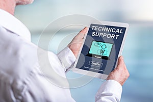 Technical support concept on a tablet