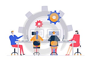 Technical support - flat design style colorful illustration