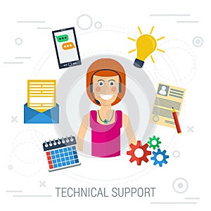 Technical support flat illustration