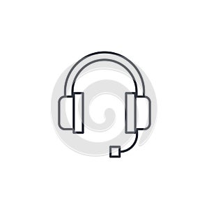 Technical support, headphones microphone, operator thin line icon. Linear vector symbol