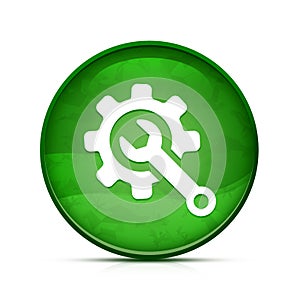 Technical support icon on classy splash green round button illustration