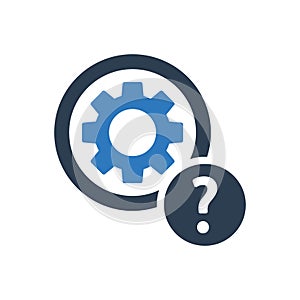 Technical Support Icon - Gear With Question Icon
