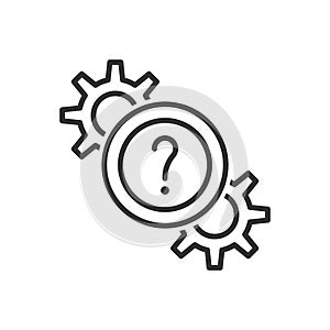 Technical Support Icon - Gear With Question Icon