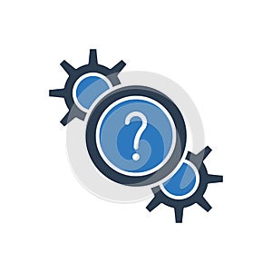 Technical Support Icon - Gear With Question Icon