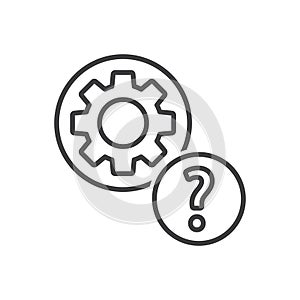 Technical Support Icon - Gear With Question Icon