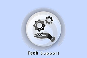 Technical support icon. Operator support with headset. Customer and technical support. User interface icon. White ui web