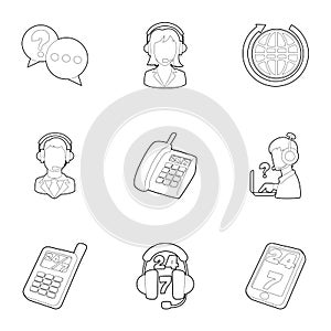 Technical support icons set, outline style