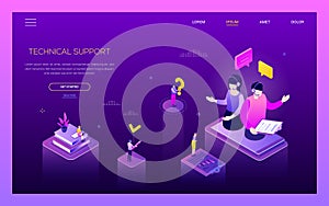 Technical support - modern isometric vector web banner