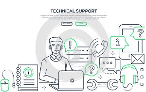 Technical support - modern line design style web banner