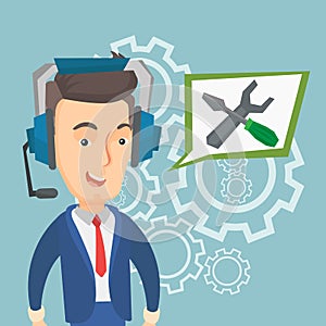 Technical support operator vector illustration.