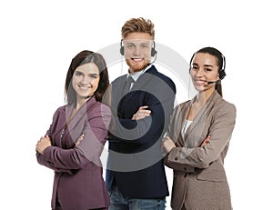 Technical support operators with headsets