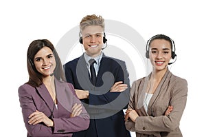 Technical support operators with headsets